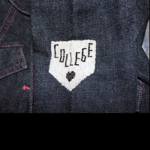 Floriane Dark Denim Jean Jacket Beaded Small - Picture 3 of 5
